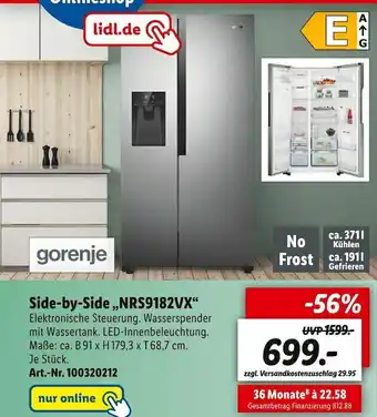 Lidl Gorenje side-by-side „nrs9182vx“ Angebot