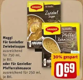 REWE Maggi für genießer zwiebelsuppe oder pfefferrahmsauce Angebot