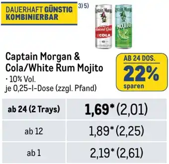 METRO Captain Morgan & Cola/White Rum Mojito 0,25 L Dose Angebot