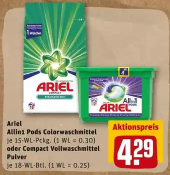 REWE Ariel allin1 pods colorwaschmittel oder compact vollwaschmittel pulver Angebot