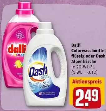 REWE Dalli oder dash colorwaschmittel flüssig oder alpenfrische Angebot