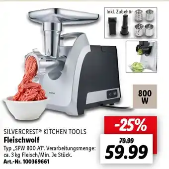 Lidl SILVERCREST KITCHEN TOOLS Fleischwolf Typ „SFW 800 A1" Angebot