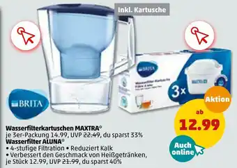 PENNY Brita wasserfilterkartuschen maxtra oder wasserfilter aluna Angebot