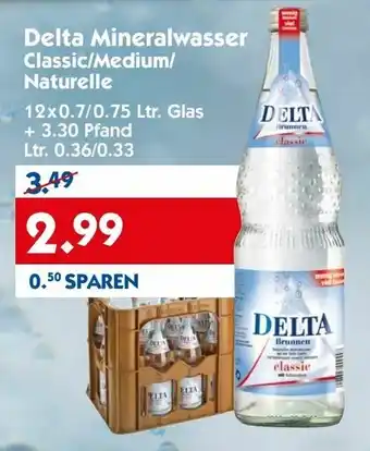 Hol'ab Getränkemarkt Delta Mineralwasser Classic/Medium/Naturelle 12x0,7L/0,75L Angebot