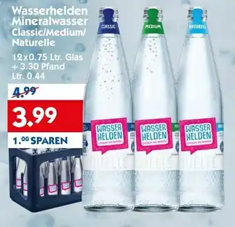 Hol'ab Getränkemarkt Wasserhelden Mineralwasser Classic/Medium/Naturelle 12x0,75L Angebot