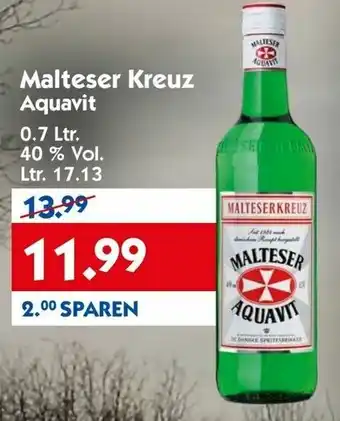 Hol'ab Getränkemarkt Malteser Kreuz Aquavit 0,7L Angebot