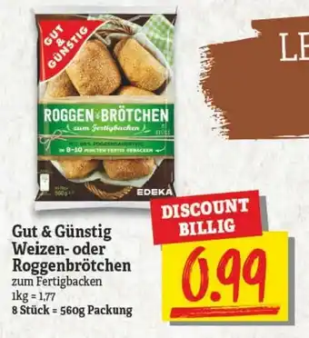 NP Discount Gut & Günstig Weizen oder Roggenbrötchen 560g Angebot