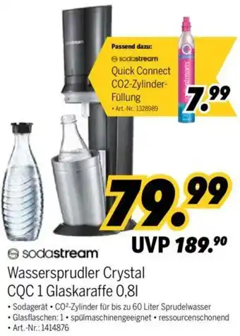 MEDIMAX Sodastream Wassersprudler Crystal CQC 1 Glaskaraffe 0,8 L Angebot