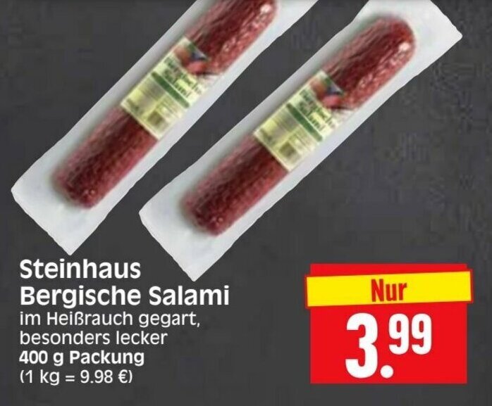 Steinhaus Bergische Salami 400g Angebot bei Edeka Herkules