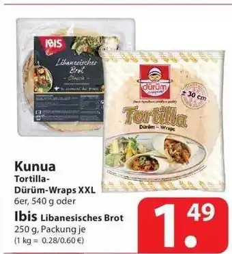 Famila Nord Ost Kunua Tortilla-dürüm-wraps XXL Oder Ibis Libanesisches Brot Angebot