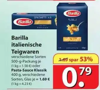 Famila Nord Ost Barilla Italienische Teigwaren 500g oder Pasta Sauce Klassik 400g Angebot