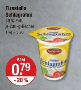 V Markt Tirestella Schlagrahm 30% Fett je 200-g-Becher Angebot