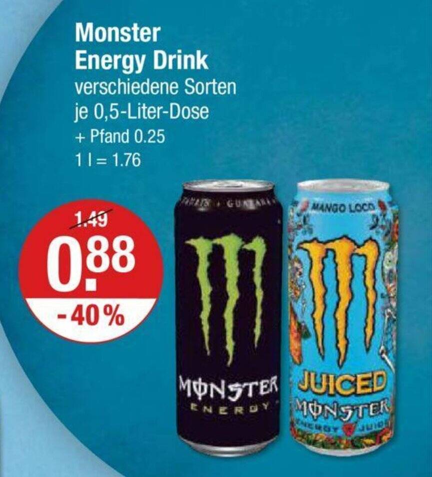 Monster Energy Drink verschiedene Sorten je 0,5LiterDose Angebot bei V Markt