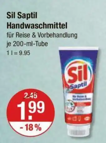 V Markt Sil Saptil Handwaschmittel für Reise & Vorbehandlung je 200-ml-Tube Angebot