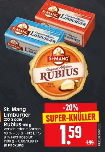 Edeka Herkules St. Mang Limburger 200g oder Rubius 180g Angebot