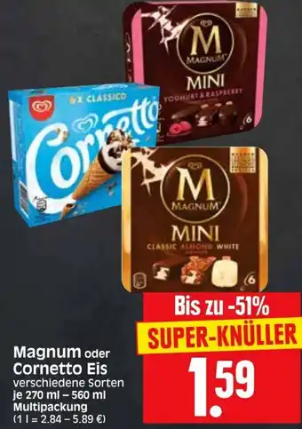 Edeka Herkules Magnum oder Cornetto Eis 270-560ml Angebot