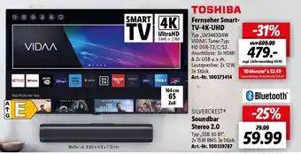 Lidl TOSHIBA Fernseher Smart- TV-4K-UHD Typ "UV3463DAW VIDAA" Angebot