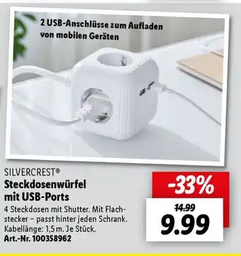 Lidl SILVERCREST Steckdosenwürfel mit USB-Ports Angebot