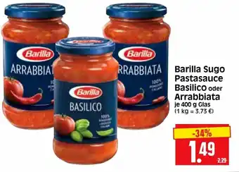 Edeka Herkules Barilla Sugo Pastasauce Basilico oder Arrabbiata 400g Angebot