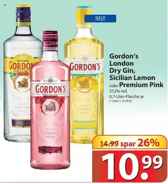 Famila Nord Ost Gordon's London Dry Gin, Sicilian Lemon Oder Premium Pink Angebot