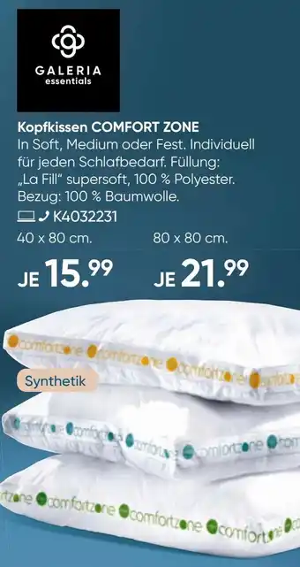Galeria GALERIA essentials Kopfkissen COMFORT ZONE Angebot