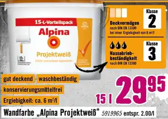 Hornbach Wandfarbe „Alpina Projektweiß“ 15 L Angebot