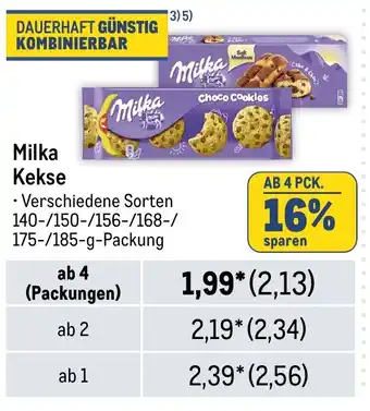 METRO Milka Kekse Verschiedene Sorten 140/150/156/168/174/185 g Angebot