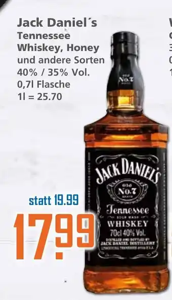 Klaas und Kock Jack Daniel's Tennessee Whiskey, Honey und andere Sorten Angebot