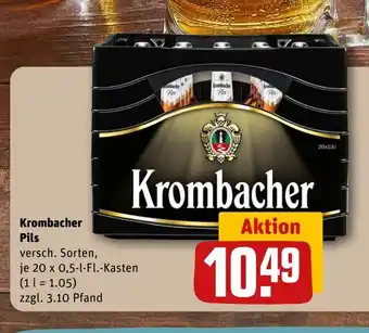 REWE Krombacher Pils je 20 x 0,5-l-Fl.-Kasten Angebot