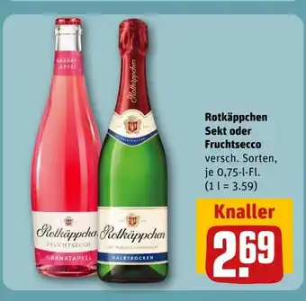 REWE Rotkäppchen Sekt oder Fruchtsecco versch. Sorten, je 0,75-l-Fl. Angebot