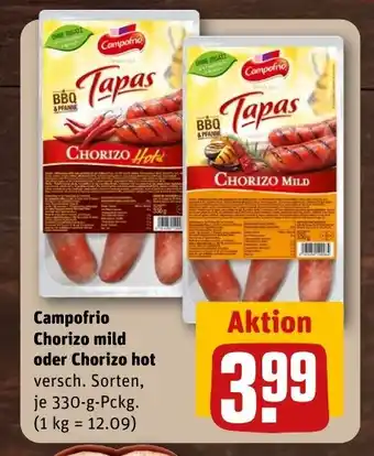 REWE Campofrio Chorizo mild oder Chorizo hot versch. Sorten, je 330-g-Pckg. Angebot