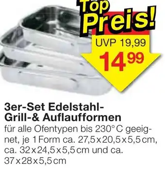 Jawoll 3er Set Edelstahl Grill & Auflaufformen Angebot