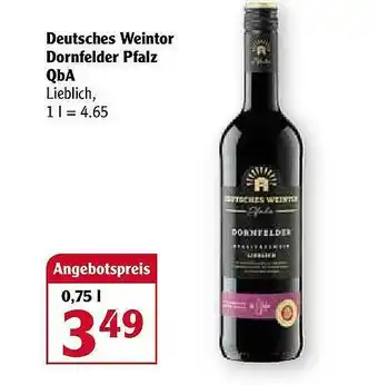 Globus Deutsches Weintor Dornfelder Pfalz Qba Angebot