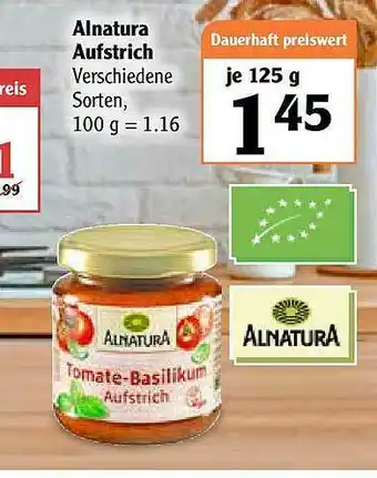 Globus Alnatura Aufstrich Angebot