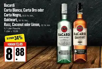 Edeka Bacardi Carta Blanca Carta Oro Oder Carta Negra Oakheart Razz Coconut Oder Limon Angebot