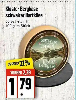 Edeka Kloster Bergkäse Schweizer Hartkäse Angebot