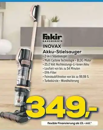 Euronics XXL Fakir Inovax Akku-stielsauger Angebot