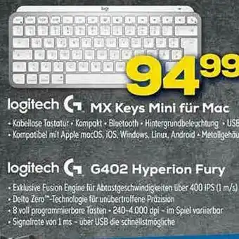 Euronics XXL Logitech Mx Keys Mini Für Mac G402 Hyperion Fury Angebot