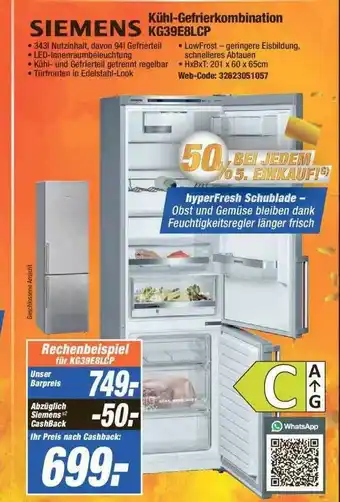 Expert Siemens Kühl-gefrierkombination Kg39e8lcp Angebot