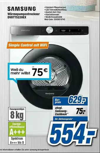 Expert Samsung Wärmepumpentrockner Dv8tt5220ex Angebot