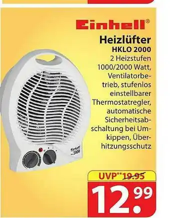 Famila Nord Ost Einhell Heizlüfter HKLO 2000 Angebot