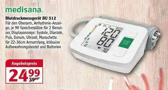 Globus Medisana Blutdruckmessgerät Bu 512 Angebot