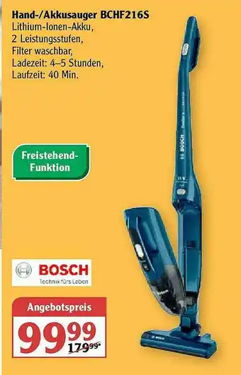 Globus Hand- Akkusauger Bchfs216s Angebot