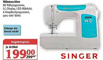 Globus Nähmaschine Singer Angebot