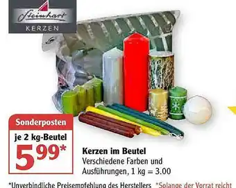 Globus Kerzen Im Beutel Steinhart Angebot