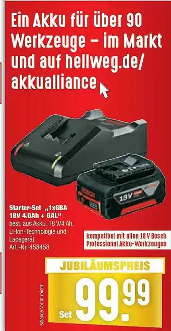 Hellweg Starter-set „1xgba 18v 4.0ah +gal” Angebot