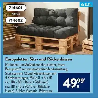 Aldi Süd Europaletten Sitz-und Rückenkissen Angebot