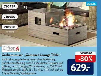 Aldi Süd Clifton Gaskamintisch „compact Lounge Table” Angebot