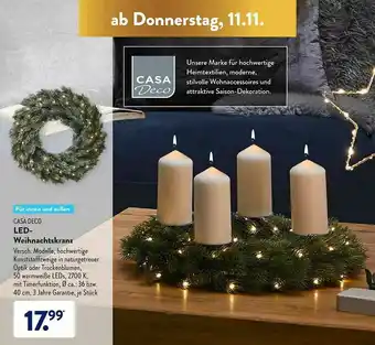 Aldi Süd Casa Deco Led Weihnachtskranz Angebot