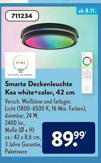 Aldi Süd Smarte Deckenleuchte Kea White+color, 42 Cm Angebot